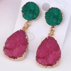 watermelon druzy dangle earrings